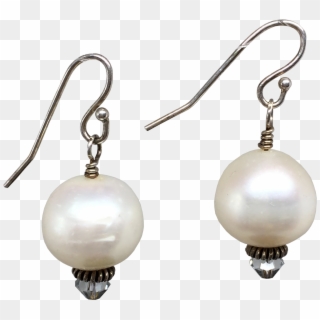 White Pearl Crystal Earrings - Earrings Clipart