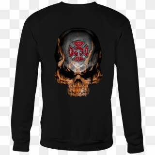 Crewneck Sweatshirt Flaming Skull Fire Fighter Maltese - Skull Clipart