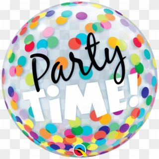 Bubble 22" Party Time Colorful Dots , Qbb-23636 - Party Balloons And Confetti Png Clipart