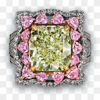 Natural Fancy Intense Yellow Green Diamond Ring - Engagement Ring Clipart