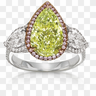 Fancy Intense Yellow Green Diamond Ring - Engagement Ring Clipart