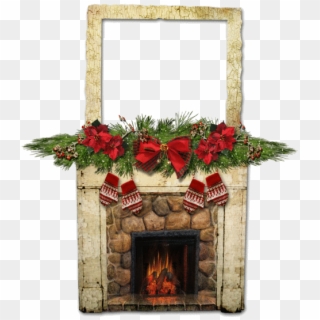 Christmas Fireplace Frame Clip Art - Hearth - Png Download