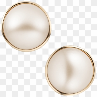 Clip On Cream Pearl Button Earrings - Pearl Button - Png Download