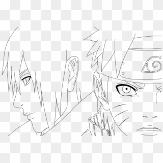Lineart Sasuke - Line Art Naruto Dan Sasuke Clipart