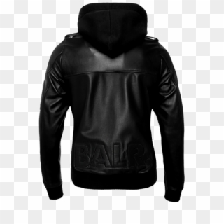 Hooded Leather Bomber Jacket Back - Capuchas Combinadas Para Hombre Clipart
