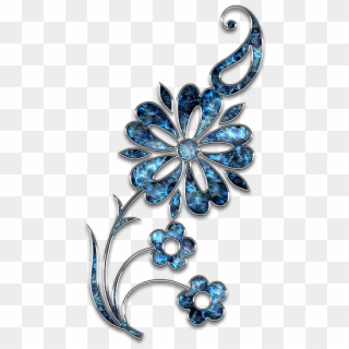 Decor Ornament Jewelry Flower Blue Silver - Jewellery Clipart