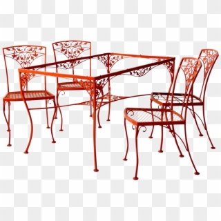 Vintage Orange Wrought Iron Patio Furniture - Chair Clipart