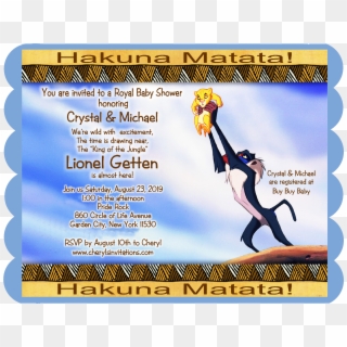 Hakuna Matata Lion King Baby Shower Invitation - Lion King Invitations Baby Shower Clipart