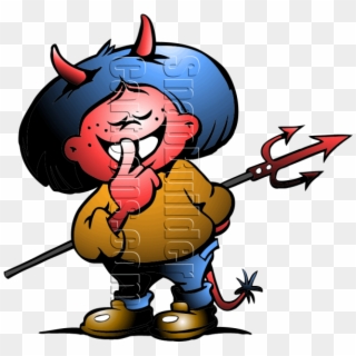 Devil Boy Horns Fork Mascot Logo - Dessin Diable Clipart