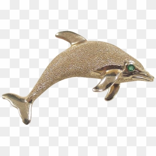 Vintage 14k Gold Dolphin Pendant / Pin With Enamel - Common Bottlenose Dolphin Clipart