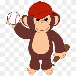 Monkey Scratching Back Clipart - Monkey Playing Baseball Clipart - Png Download