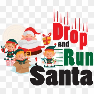 Drop And Run Santa - Cartoon Clipart