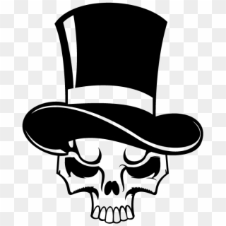 Skull Tophat Colouring Pages - Top Hat Skull Drawing Clipart