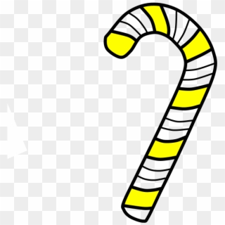Candy Cane, Stripes, Yellow, White, Png - Candy Cane Black And White Png Clipart