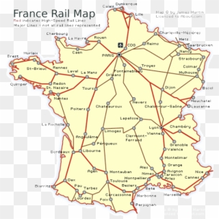 See France By Train - France Train Map With Cities Clipart