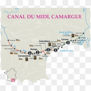Canal Boating On The Canal Du Midi - Map Clipart