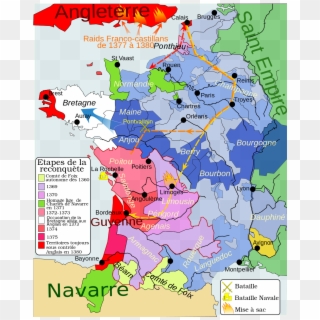 Carte Du Royaume De France Lors De La Première Phase - France During Hundred Years War Clipart