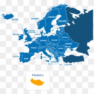 Parcel Delivery To Madeira - Blue Eye Map Europe Clipart