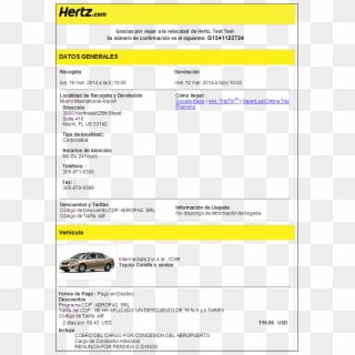 At The Time To Book The Car, You'll Have To Use The - Numero De Reserva Hertz Clipart