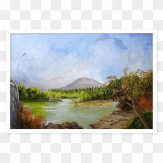 Kathleen Murphy Art Scene River Mountains Trees Ireland Clipart