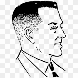 Man, Stylish, Black And White, Face, Head, Side Profile - Crew Cut Clipart