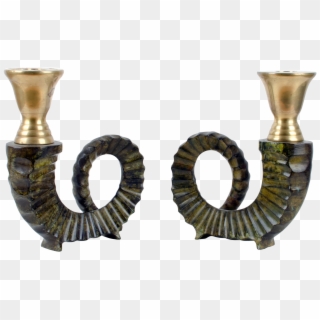 Chapman Brass Ram Horn Candle Holders - Earrings Clipart