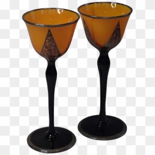 Art Deco Sterling Overlay Goblets, Czechoslovakia , - Martini Glass Clipart