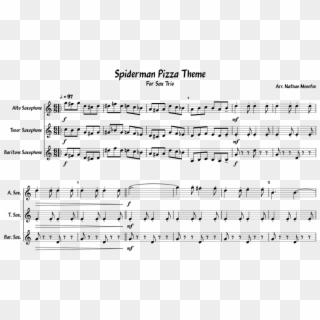 Spiderman Pizza Theme Sheet Music For Alto Saxophone, - Sheet Music Clipart