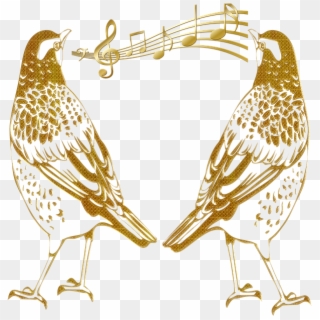 Birds Outline Birds Abstract Gold Embossed Singing - Открытки Международный День Музыки Clipart