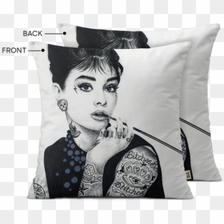 Dailyobjects Audrey Hepburn Inked 12" Cushion Cover - Audrey Hepburn With Tattoos Print Clipart