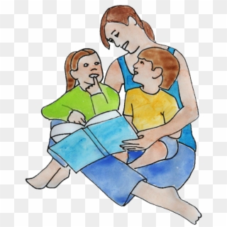 Mom Reading To Kids - Sitting Clipart