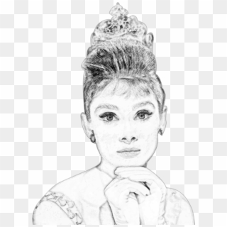 Drawing Portrait Pencil Black And White Art - Audrey Hepburn Drawing Png Clipart