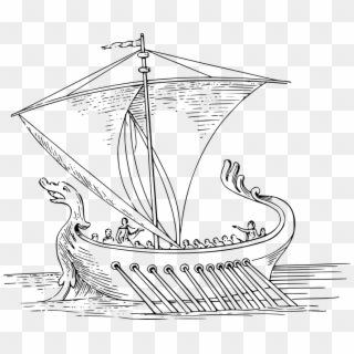 Boat Ocean Roman Rome Rowing Sailing Sea Ship - Roman Boat Easy Drawing Clipart