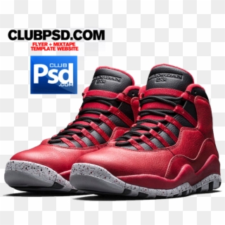 Jordan Sneakers - Red Jordan 10 Clipart
