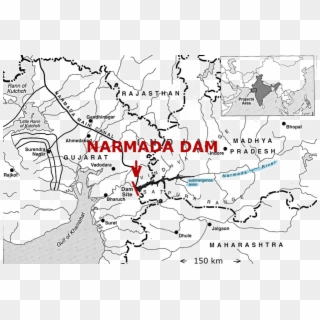 Map Of Narmada Dam - Map Of Narmada River Clipart