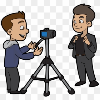 Cartoon Cameraman Directing A Marketing Video - Cartoon Cameraman Clipart