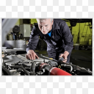 Man Checking Up Car Engine - Automobile Repair Shop Clipart