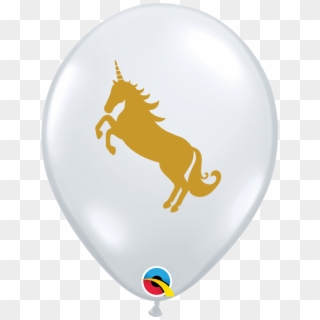 11" "unicorn" Diamond Clear With Gold Ink - Qualatex Clipart