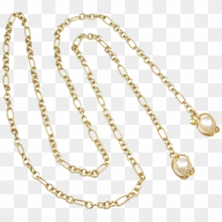 Retired David Yurman Lariat Tahitian Pearl Necklace - 18k Gold Necklace Clipart