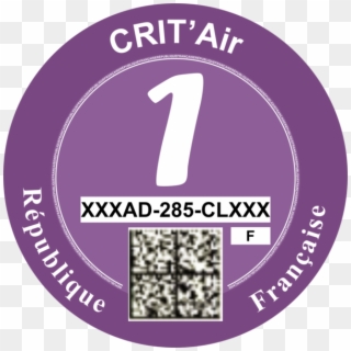 Violet Crit'air Vignette Class 1 France - Vignette Crit Air 1 Clipart