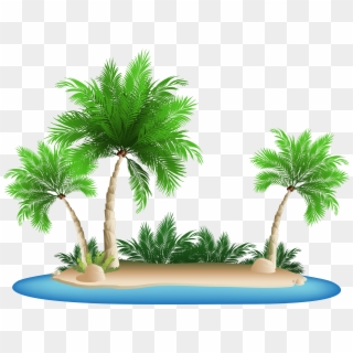 Palm Tree Island Clipart - Beach Palm Tree Png Transparent Png