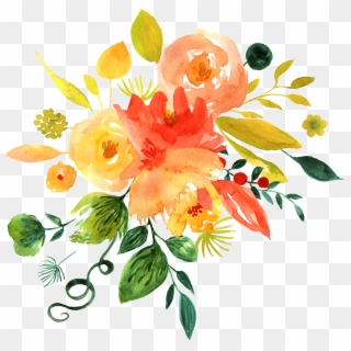 Floral Design Painting Flower Hand Painted Decoration - Transparent Yellow Watercolor Flowers Clipart