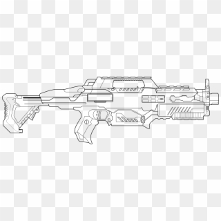 Drawn Sniper Nerf Gun - Nerf Gun Coloring Pages Clipart