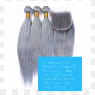 Ruma Hair Pure Gray Hair Weave 3 Bundles With 4×4 Lace - Mannequin Clipart
