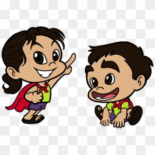 Los Niños Aprenden Jugando En La Computadora - Cartoon Clipart