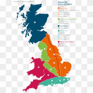 Map Of Network Rail's Routes And Regions - Brexit Referendum Map Results Clipart