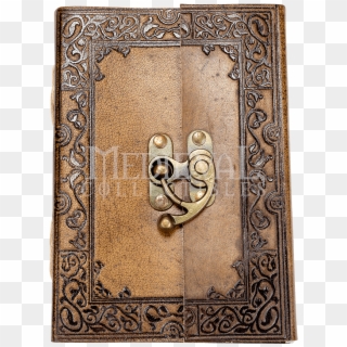 Ornate Border Leather Journal With Clasp - Motif Clipart