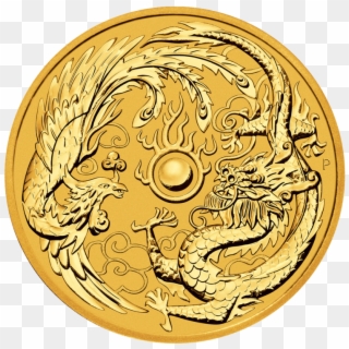 Dragon And Phoenix 1oz Gold Coin 2018 Front - Perth Mint Dragon Phoenix Clipart