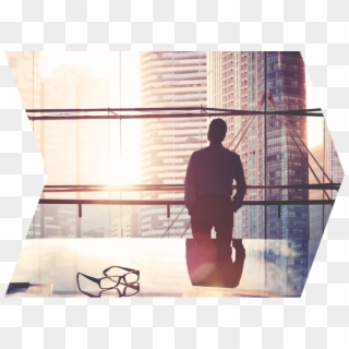 A Business Man In His Office Looking Out Of The Window - Business Clipart
