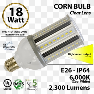 18w Led Corn Bulb Light 200 Watt Replacement 2300 Lumens - 9 Watt Led Tube Clipart